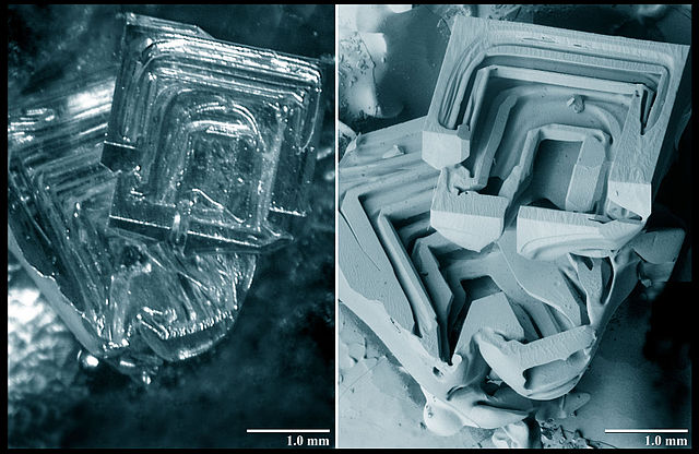 Images compare optical microscopy and SEM, with the latter providing much higher resolution.